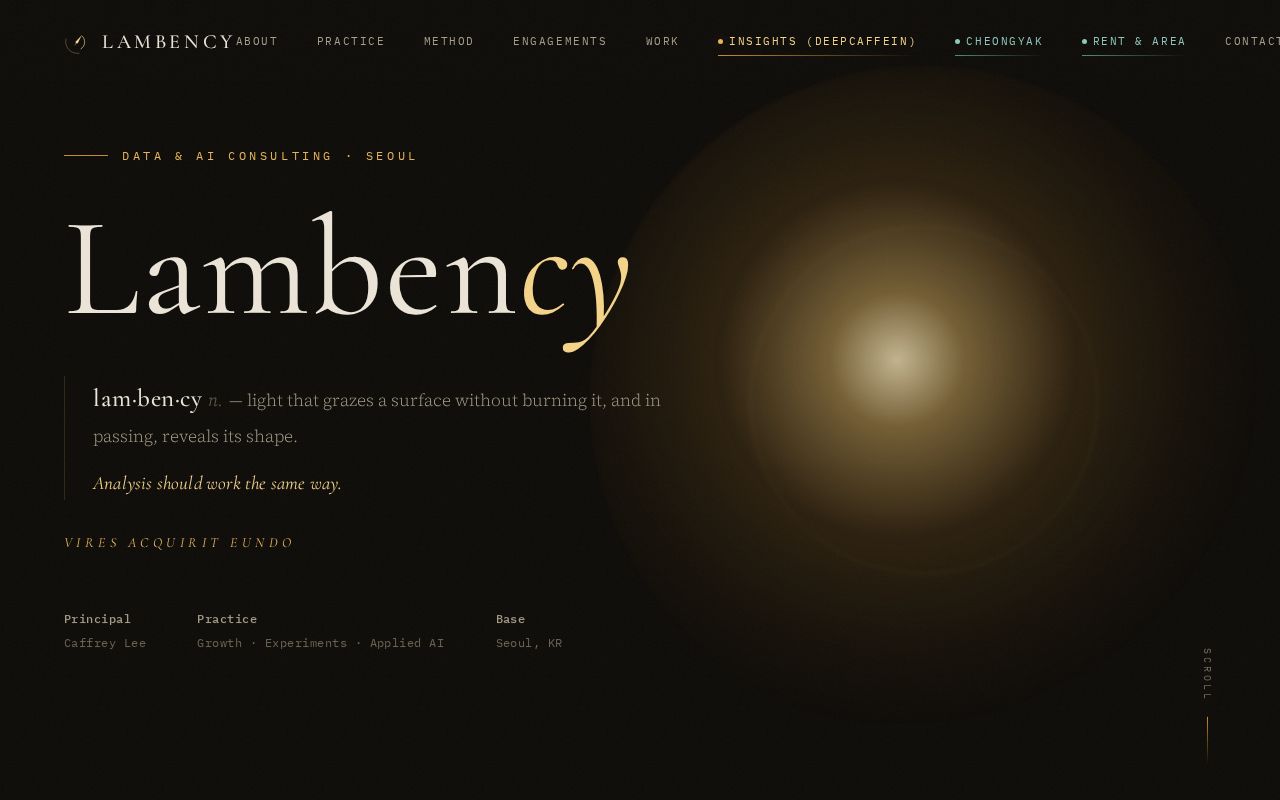 Preview of Lambency — data & AI consulting, Seoul. Insights from public data.