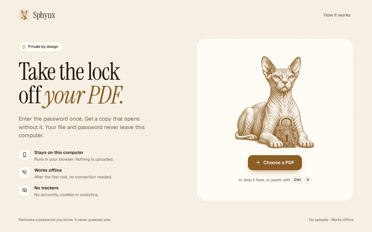 Preview of Sphynx: PDF Unlock