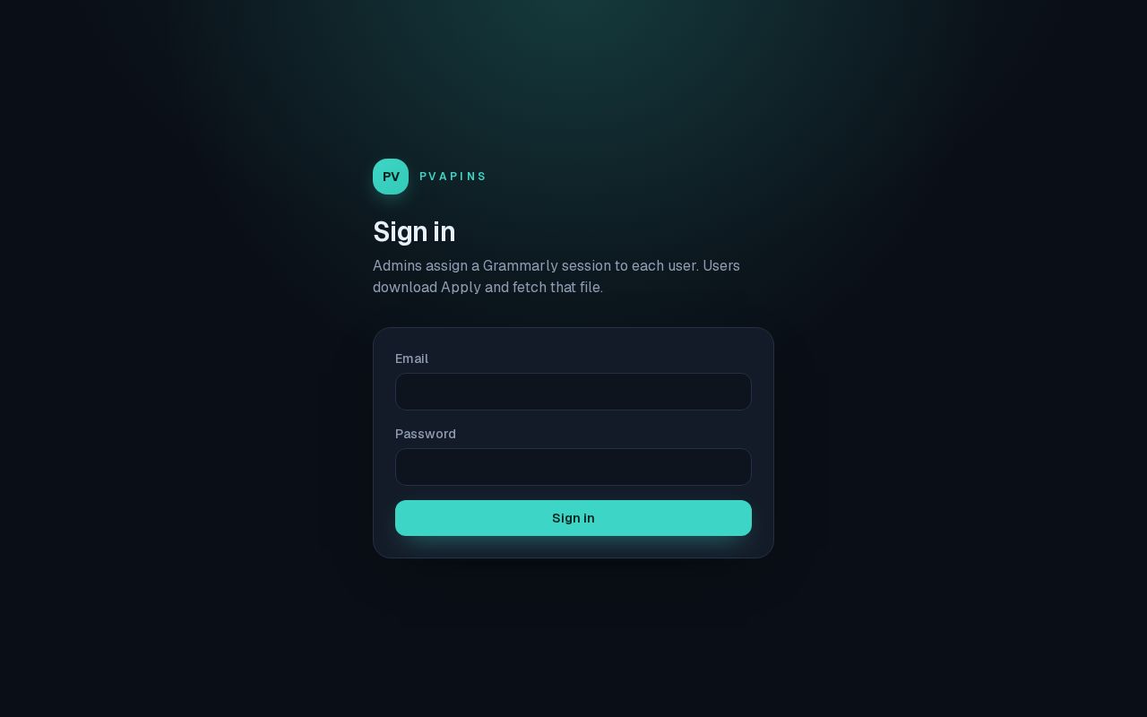Preview of PVAPINS admin site and Grammarly session extensions