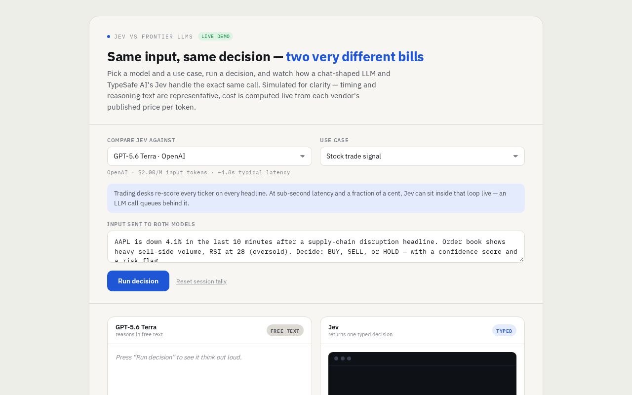 Preview of Jev Live Decision Demo