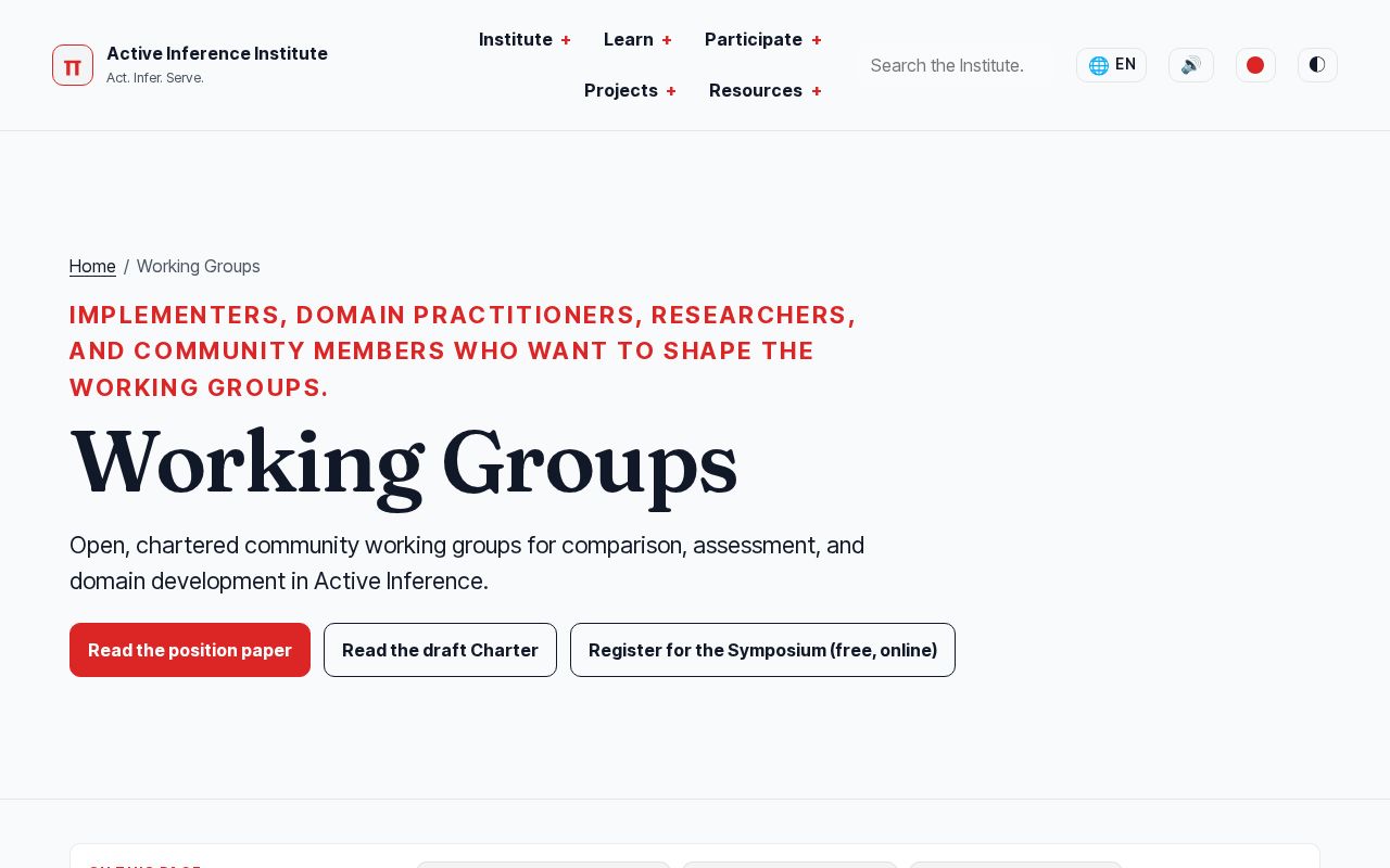Preview of Working Groups