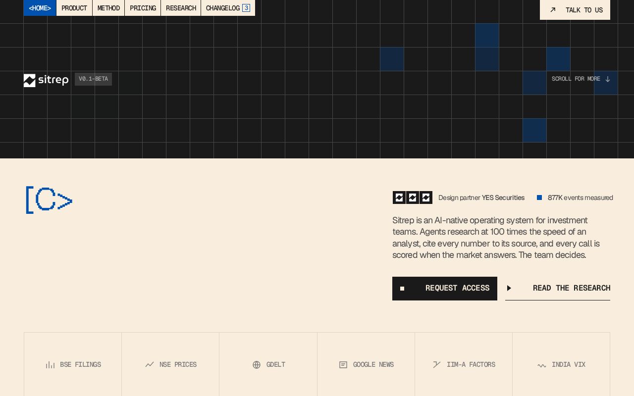 Preview of Sitrep landing page, served at sitrep.so