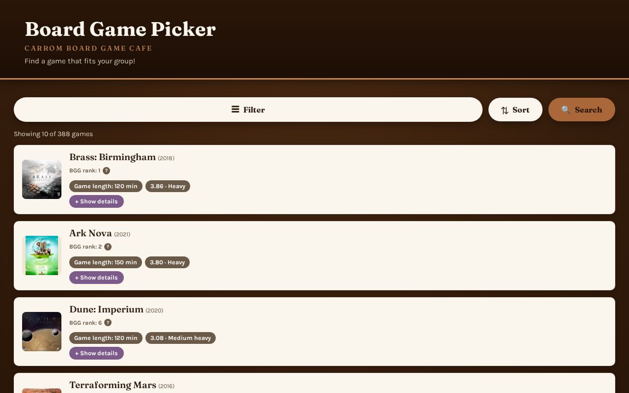 Preview of Board Game Picker