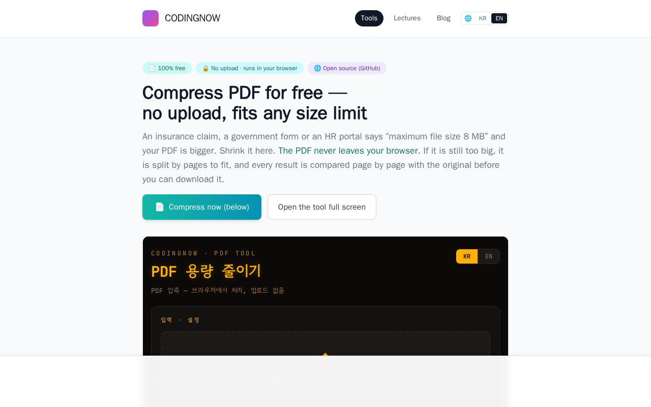 Preview of Tool Web Pdf Compressor