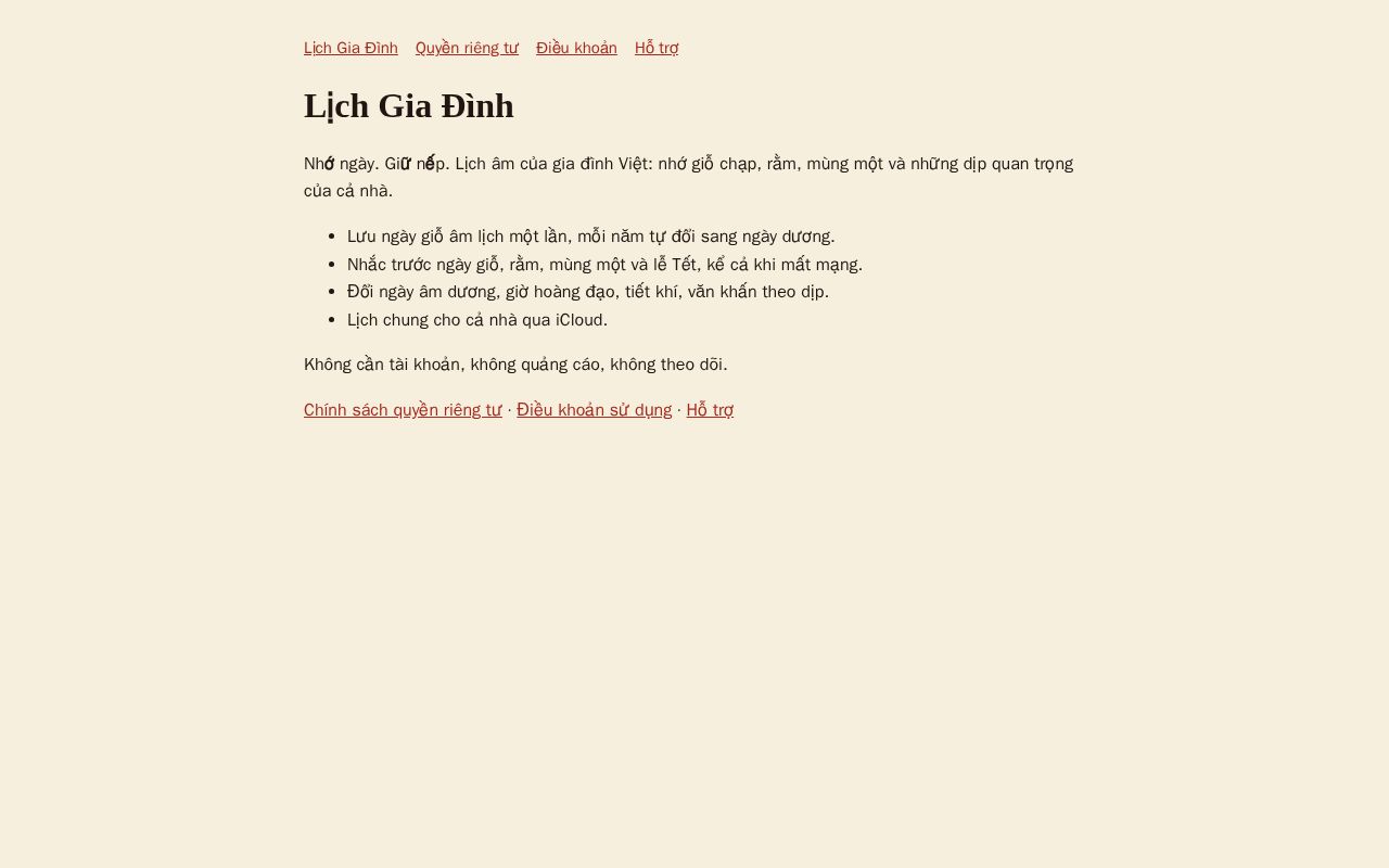 Preview of Lich Gia Dinh Web
