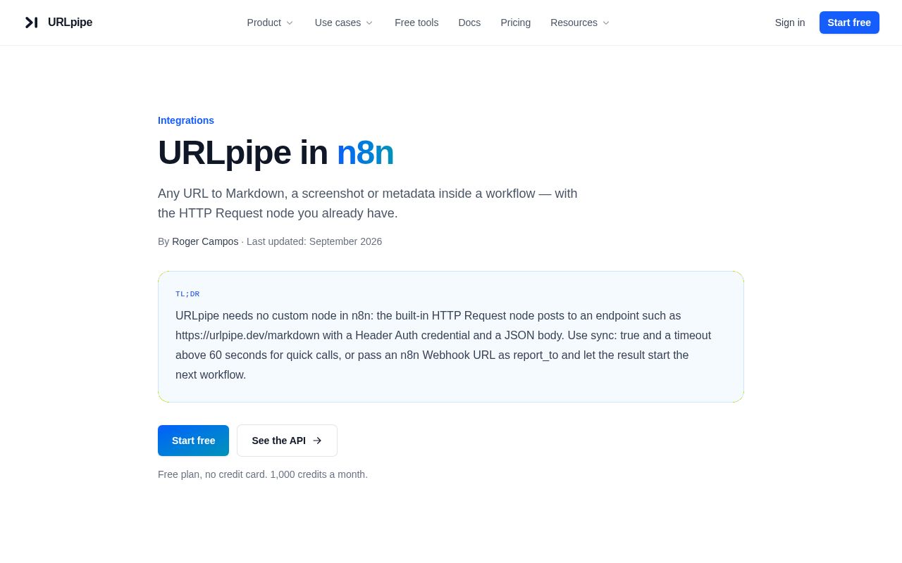 Preview of N8n Nodes Urlpipe
