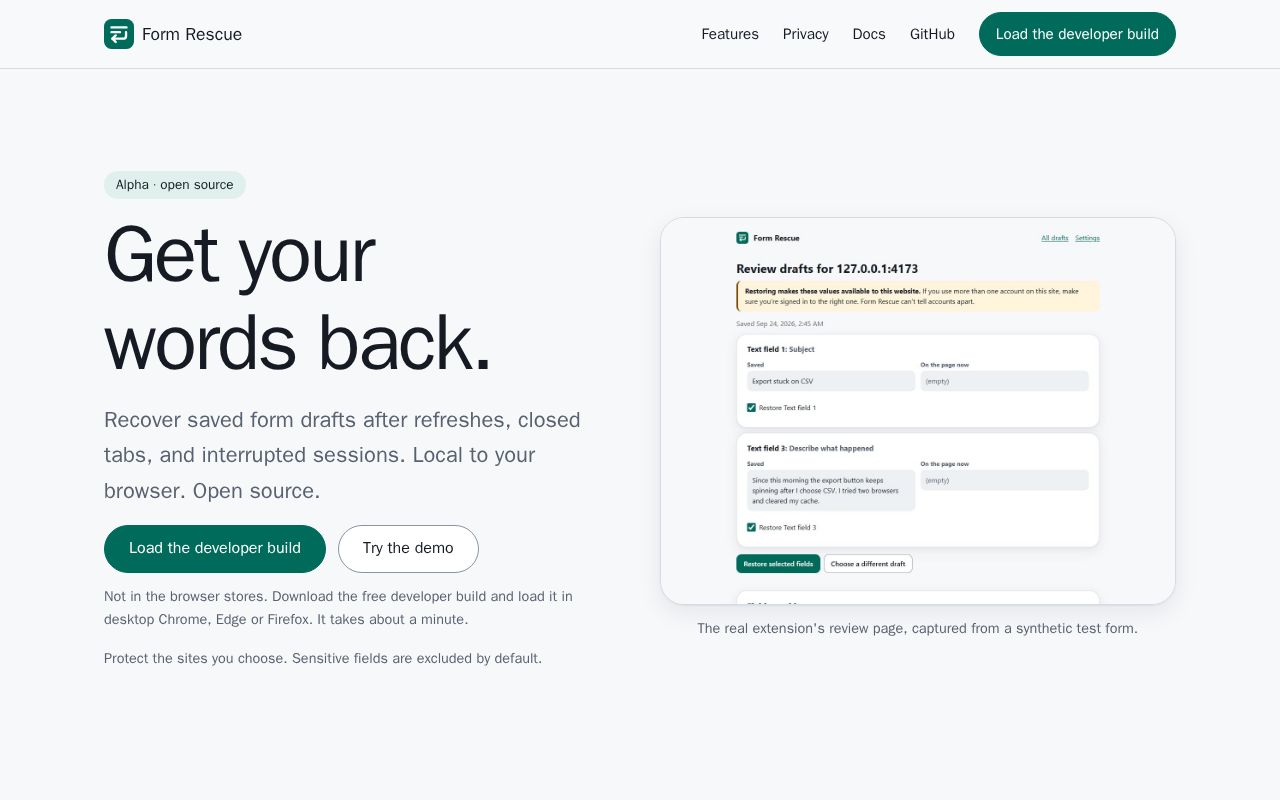 Preview of Form Rescue