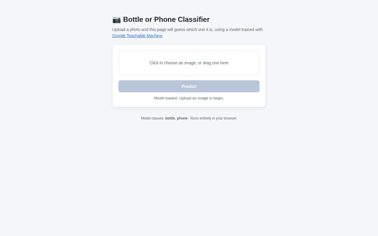 Preview of Bottle Or Phone Classifier
