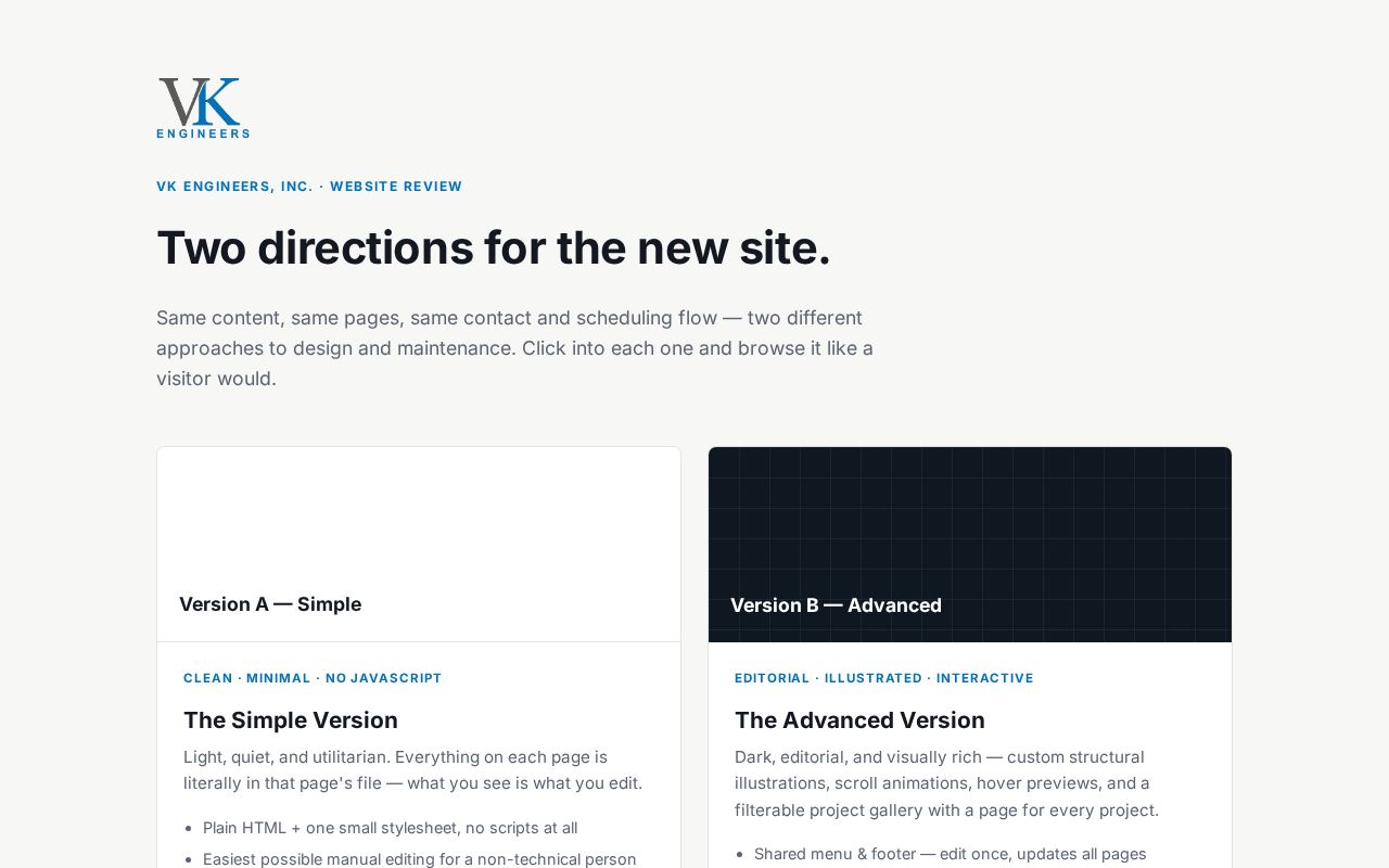 Preview of Vk Engineers Website
