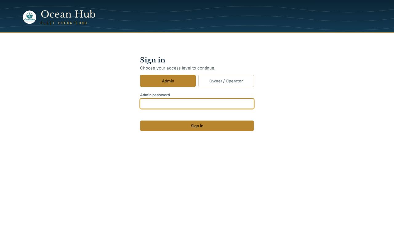 Preview of Ocean Hub, fleet and maintenance app