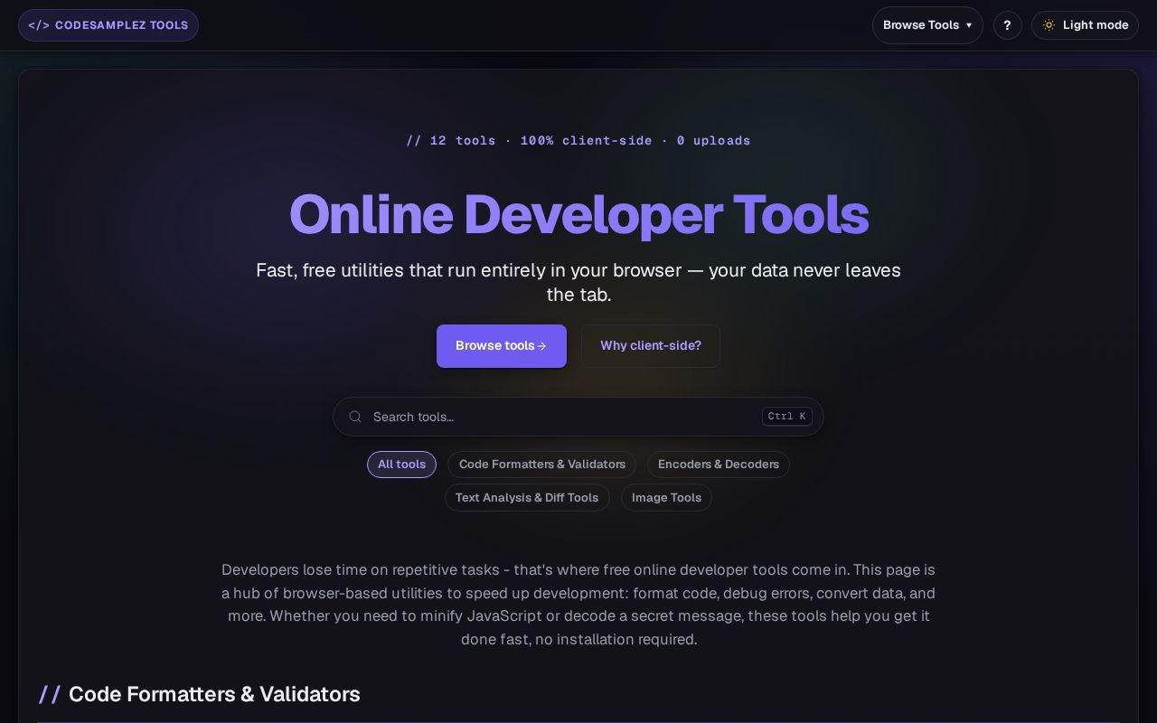 Preview of Codesamplez Tools