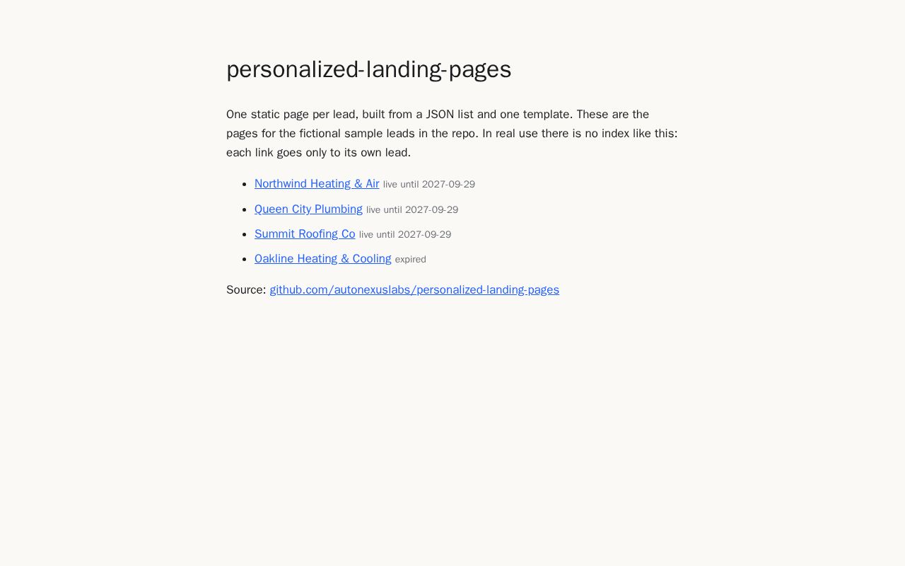 Preview of Personalized Landing Pages