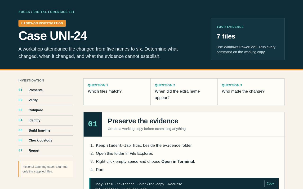 Preview of Interactive beginner workshop for preserving, verifying, and reporting digital evidence.