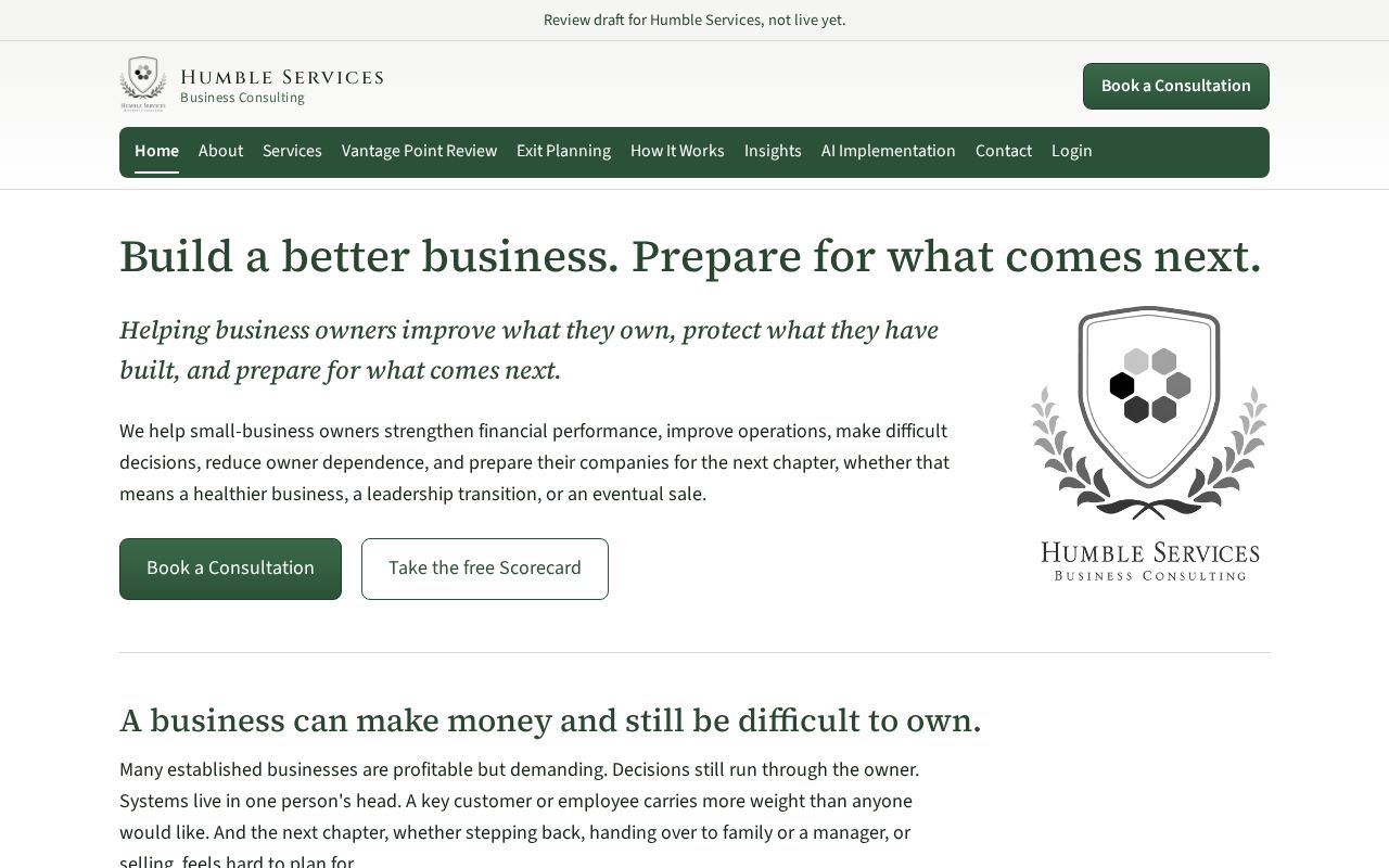 Preview of Humble Services Business Consulting