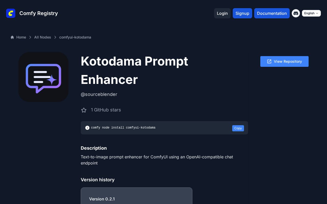 Preview of ComfyUI Registry