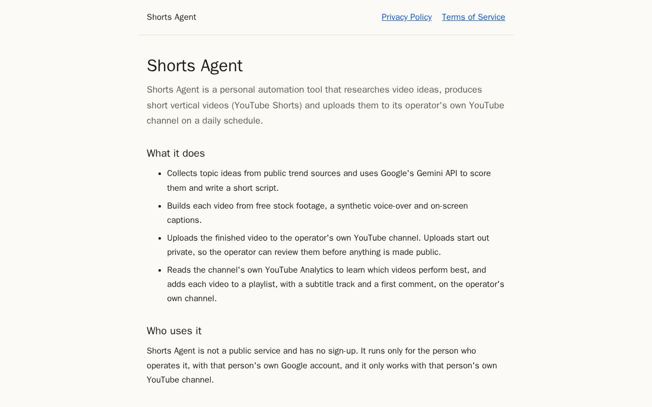 Preview of Shorts Agent