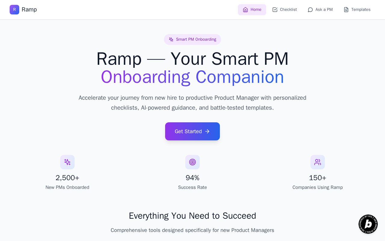 Preview of Ramp - Smart Onboarding Product Manager Platform