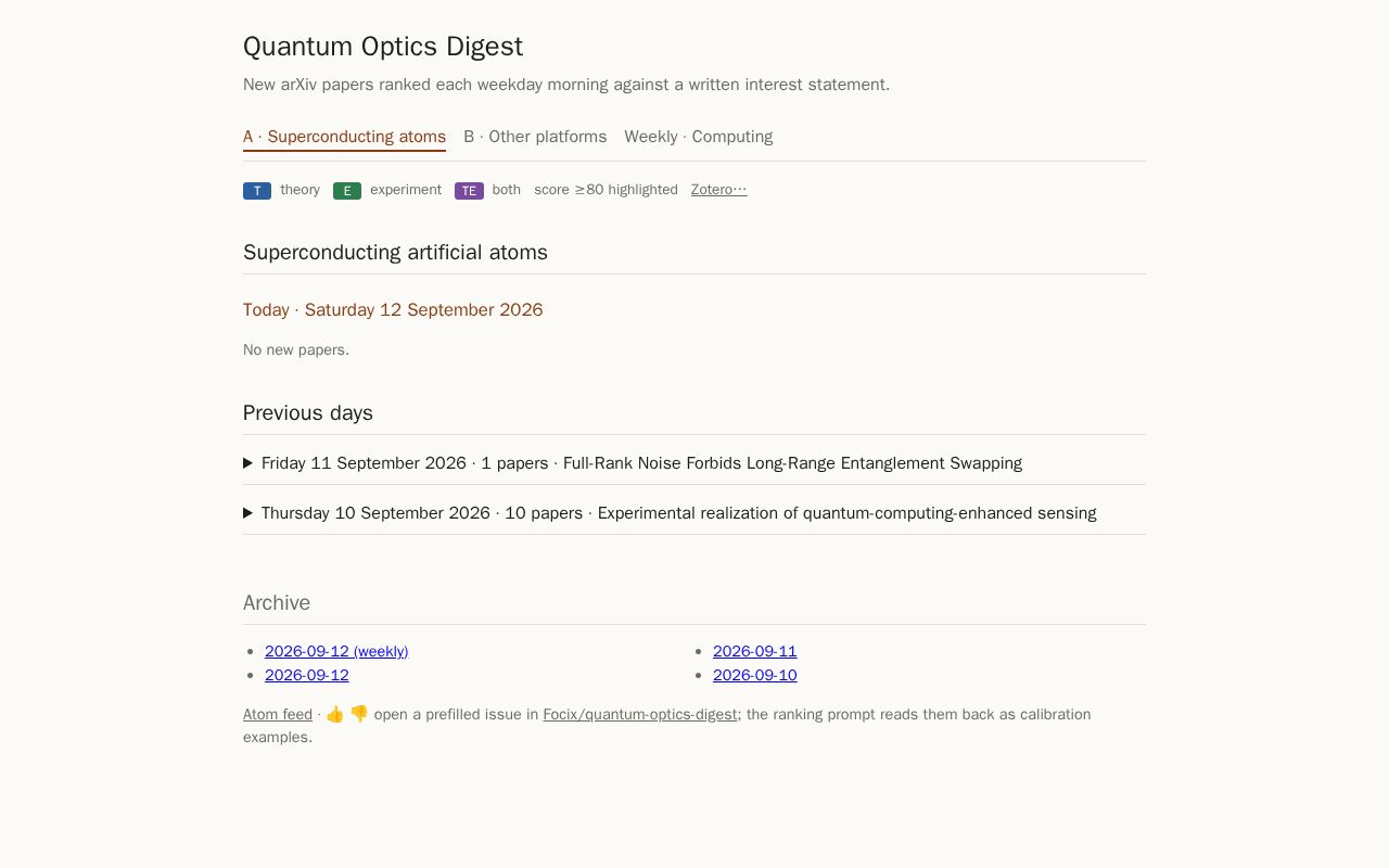 Preview of Quantum Optics Digest