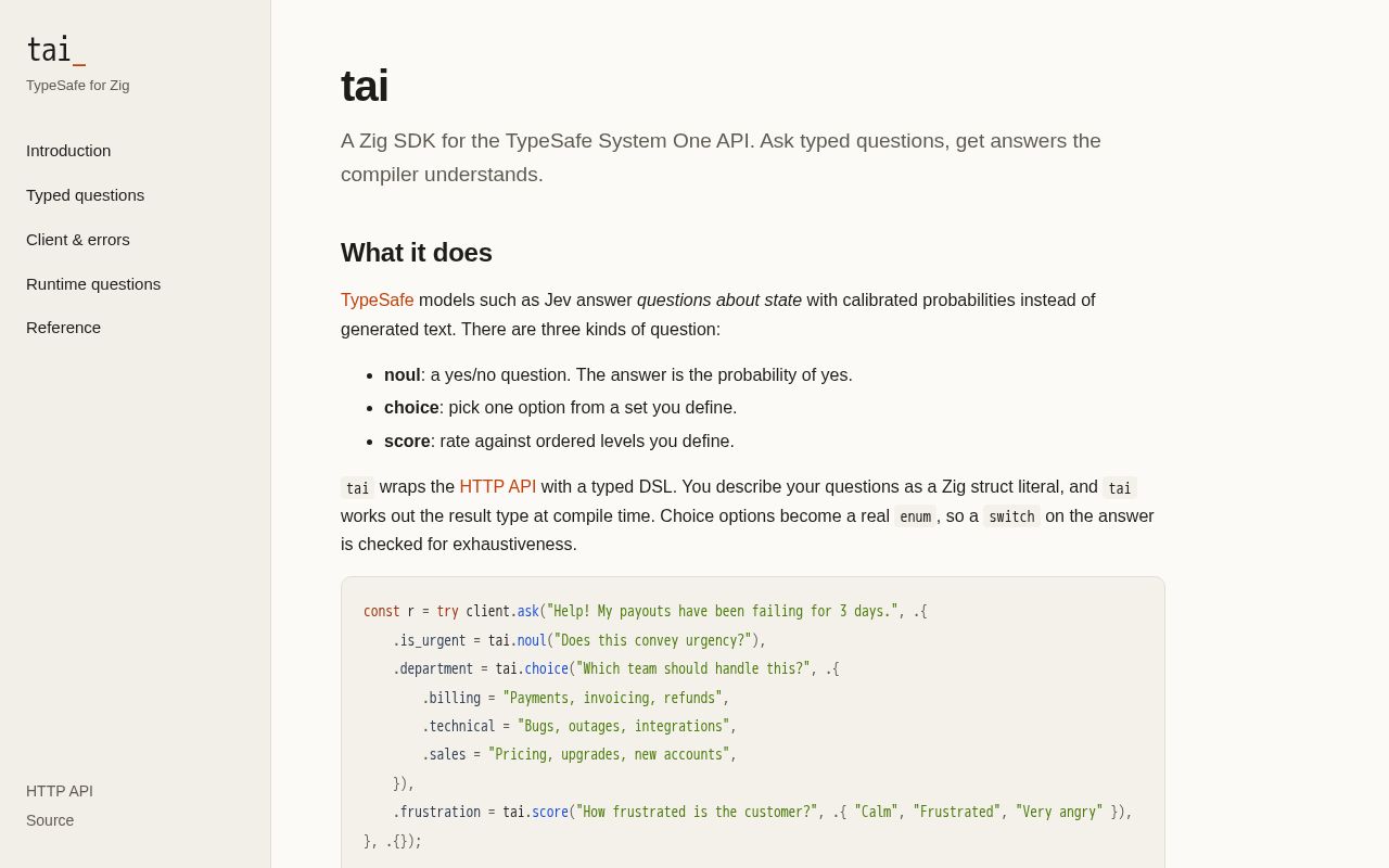 Preview of Zig Typesafe Ai
