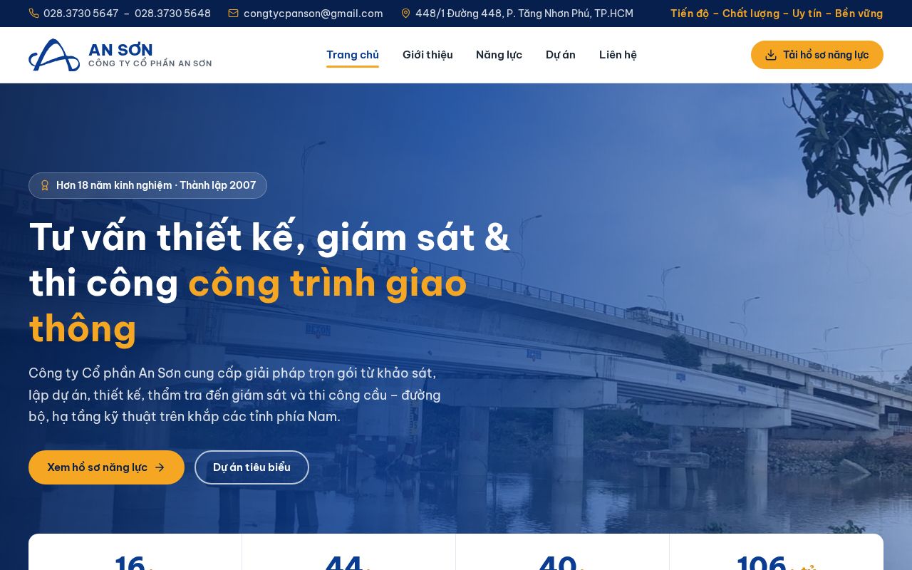 Preview of Website hồ sơ năng lực Công ty Cổ phần An Sơn – demo cho ansonjsc.com.vn