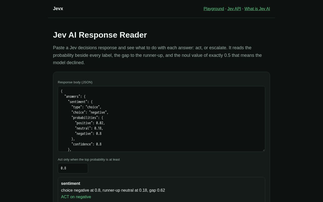 Preview of Jev AI Response Reader
