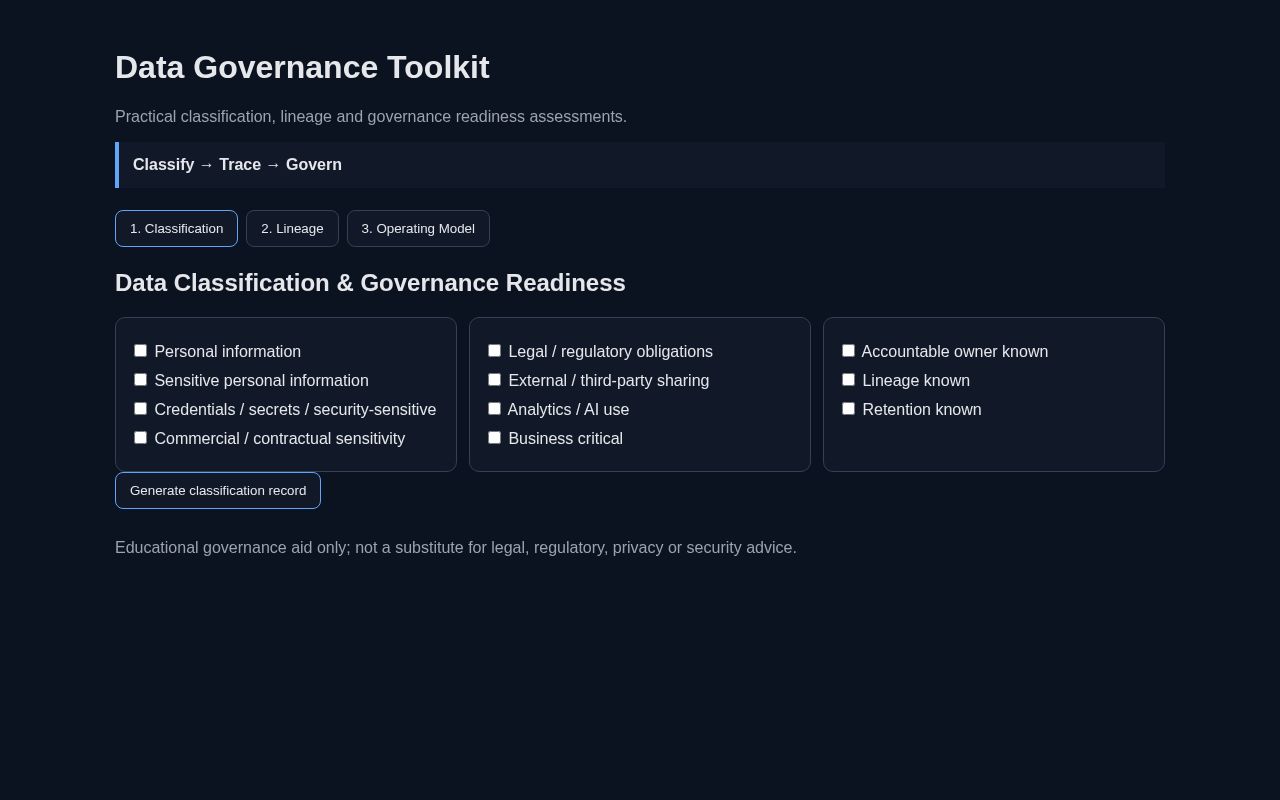 Preview of Data Governance Toolkit
