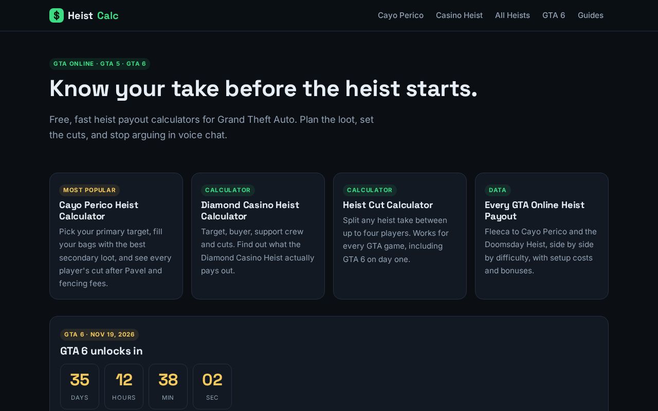 Preview of Heistcalc