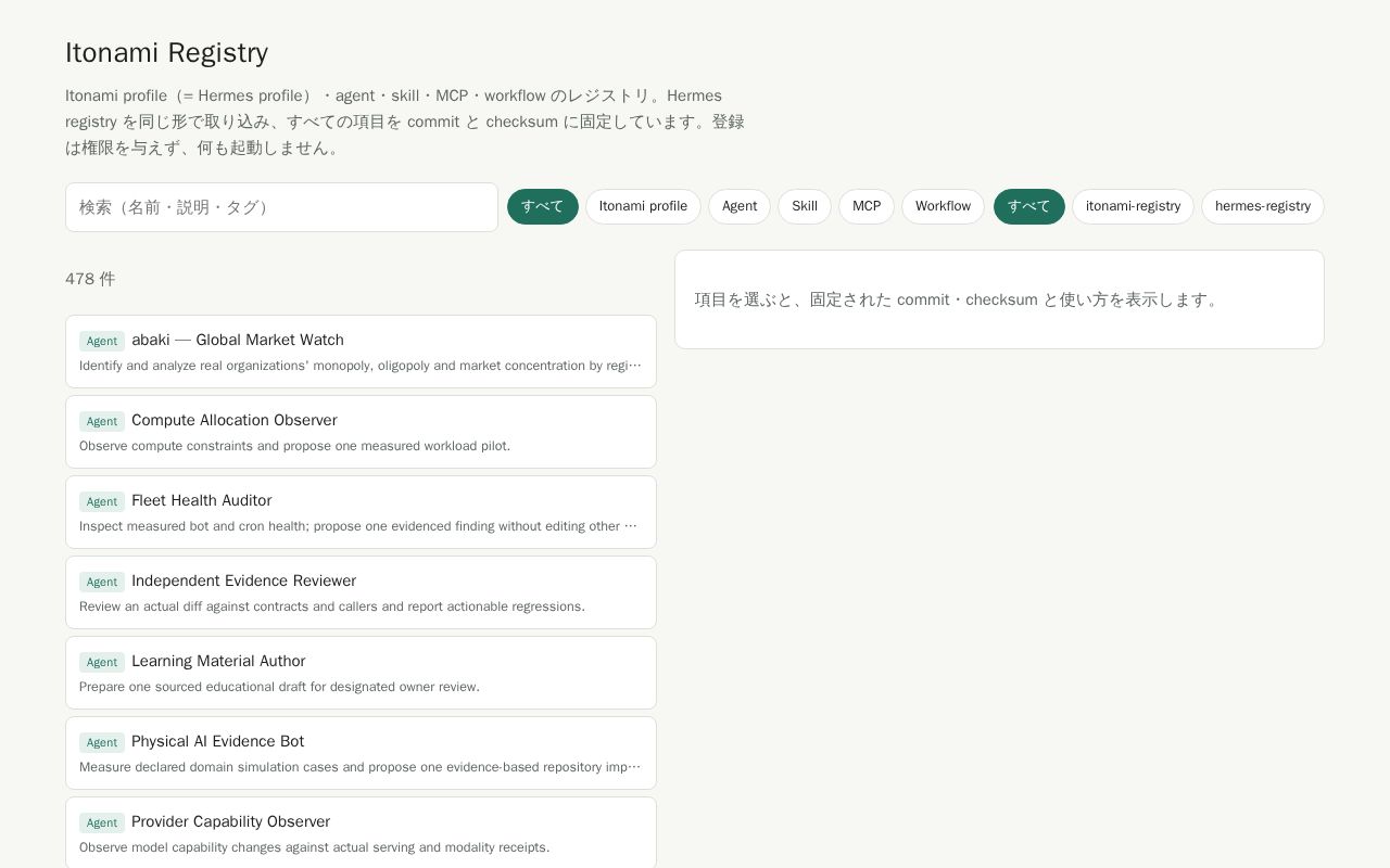 Preview of Itonami Registry