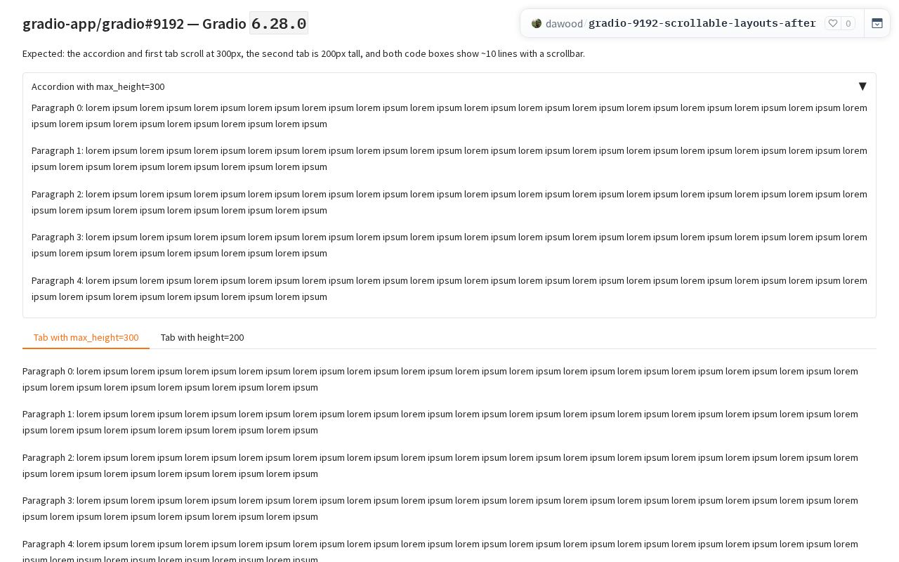 Preview of Gradio 9192 Scrollable Layouts After