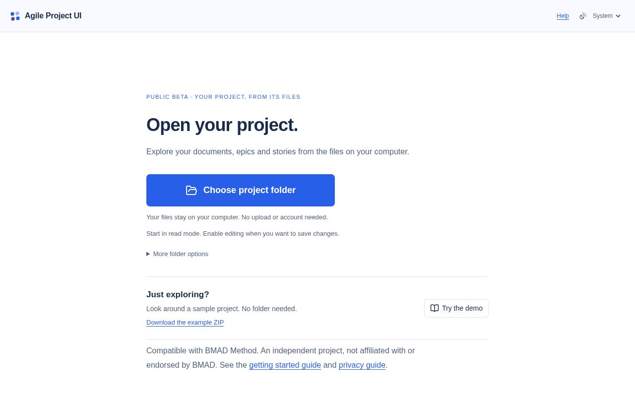 Preview of Agile Project UI