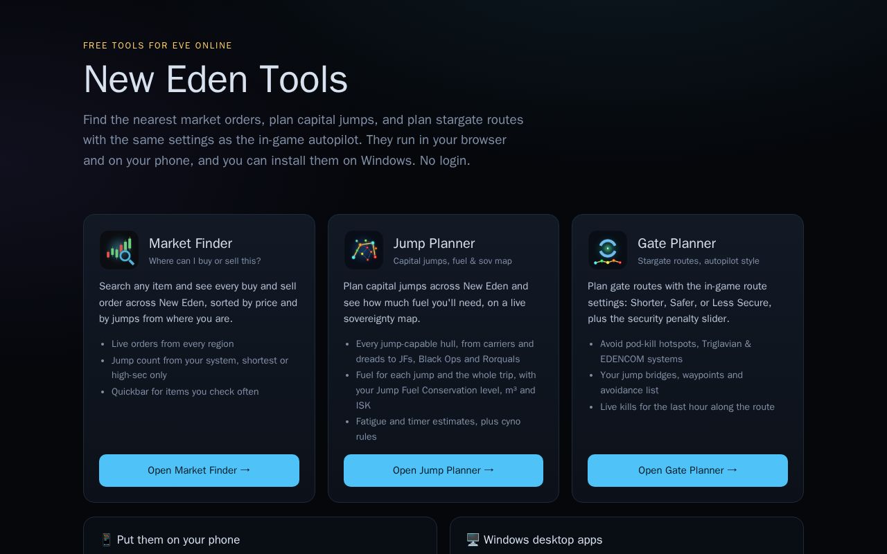 Preview of New Eden Tools