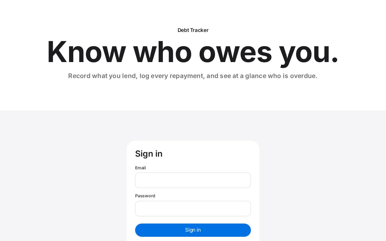 Preview of Debt Tracker