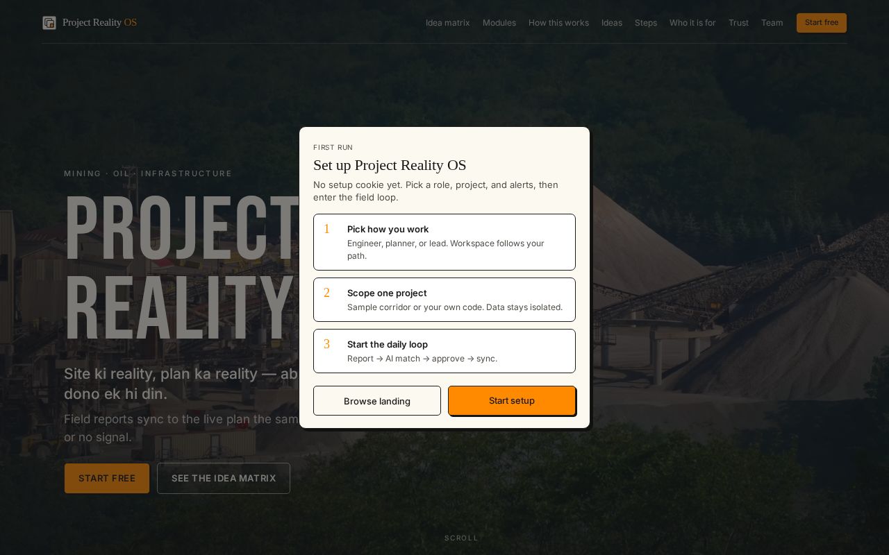 Preview of Project Reality OS — field reports to programme truth