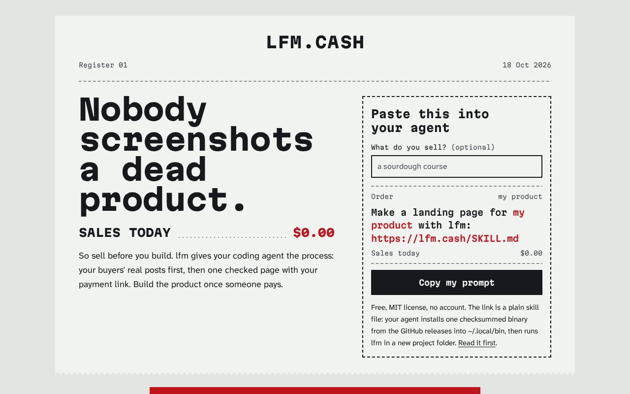 Preview of lfm: sell it before you build it