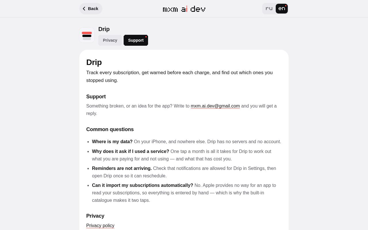 Preview of Drip App