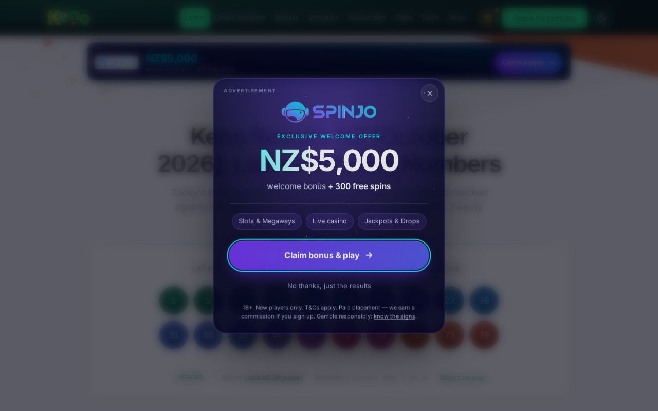 Preview of Keno Results Co Nz