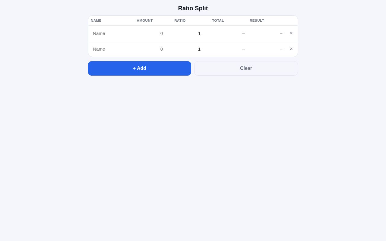 Preview of Ratio Split Pwa