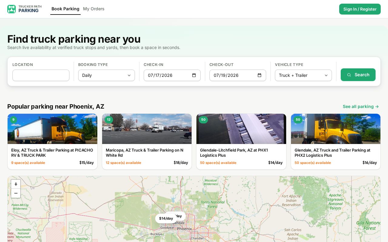 Preview of Truckerpath Parking Prototype