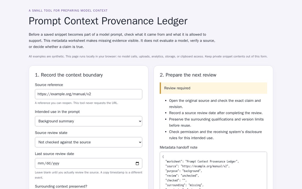 Preview of Prompt Context Provenance Ledger