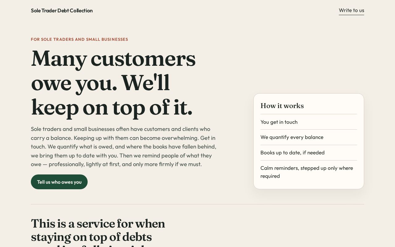 Preview of Sole Trader Debt Collection
