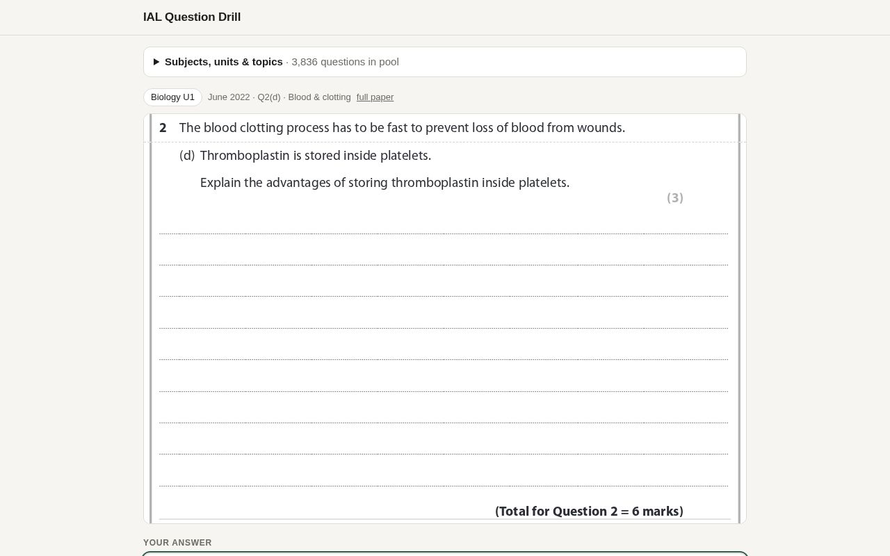 Preview of IAL Question Drill