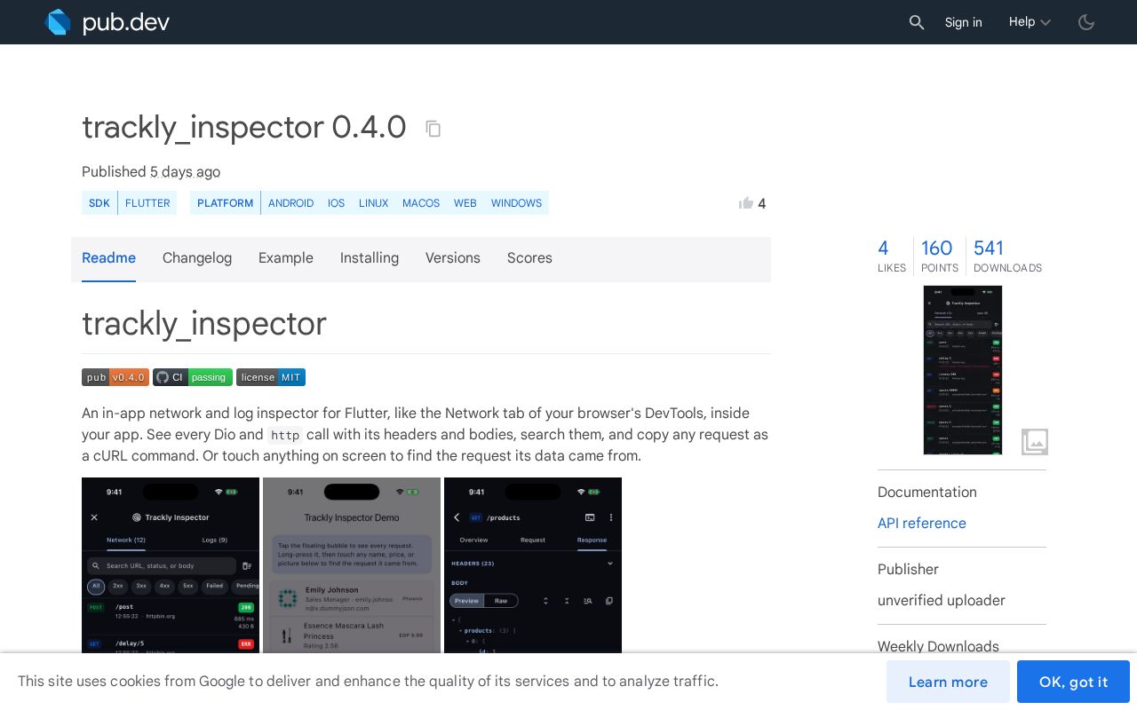 Preview of Trackly Inspector