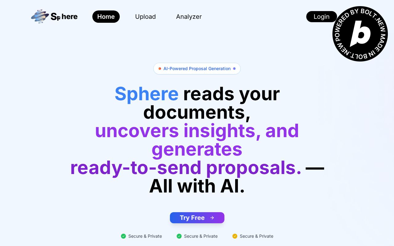 Preview of Sphere. Smart RFP/TOR insights and instant proposals.