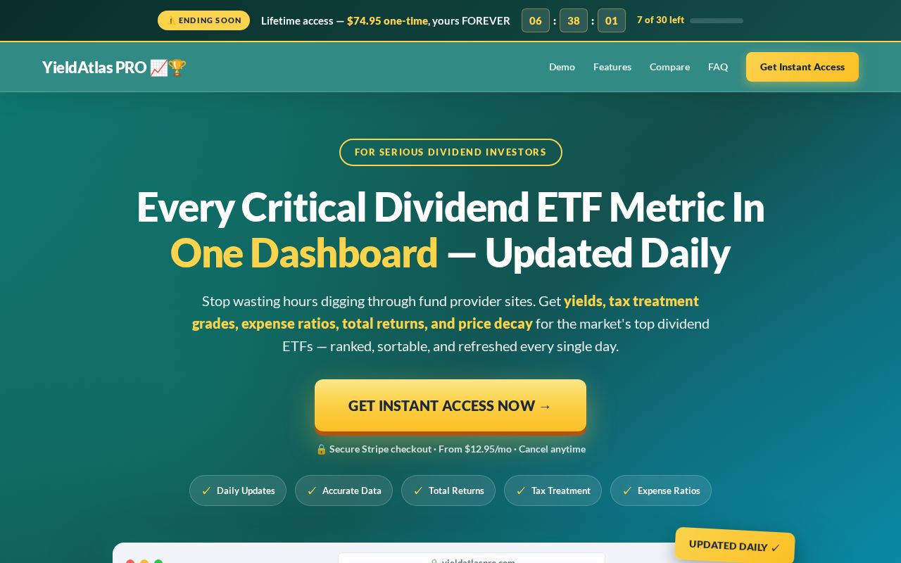 Preview of YieldAtlas PRO — static member site