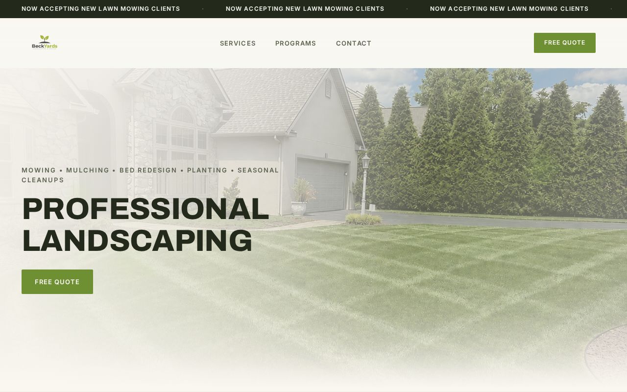 Preview of Beckyards Website