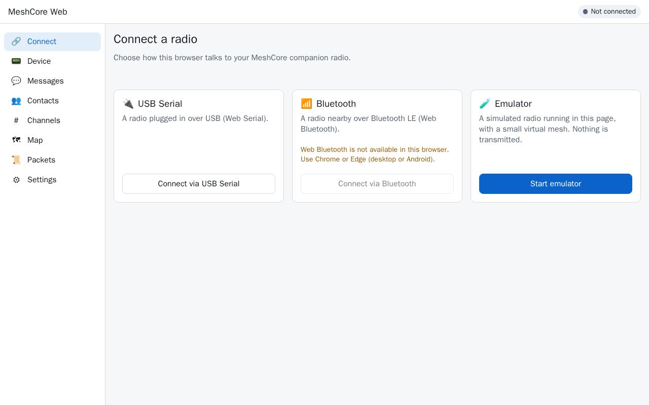 Preview of MeshCore Web