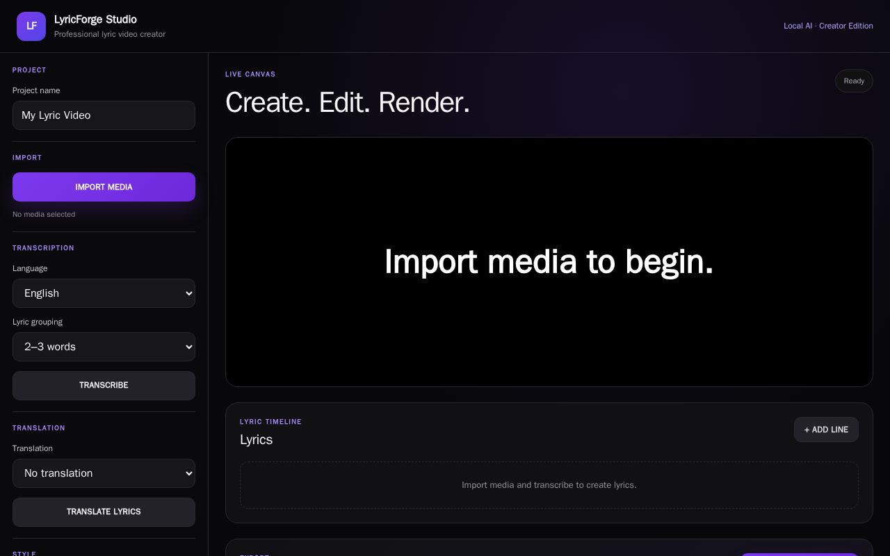 Preview of Lyricforge Studio