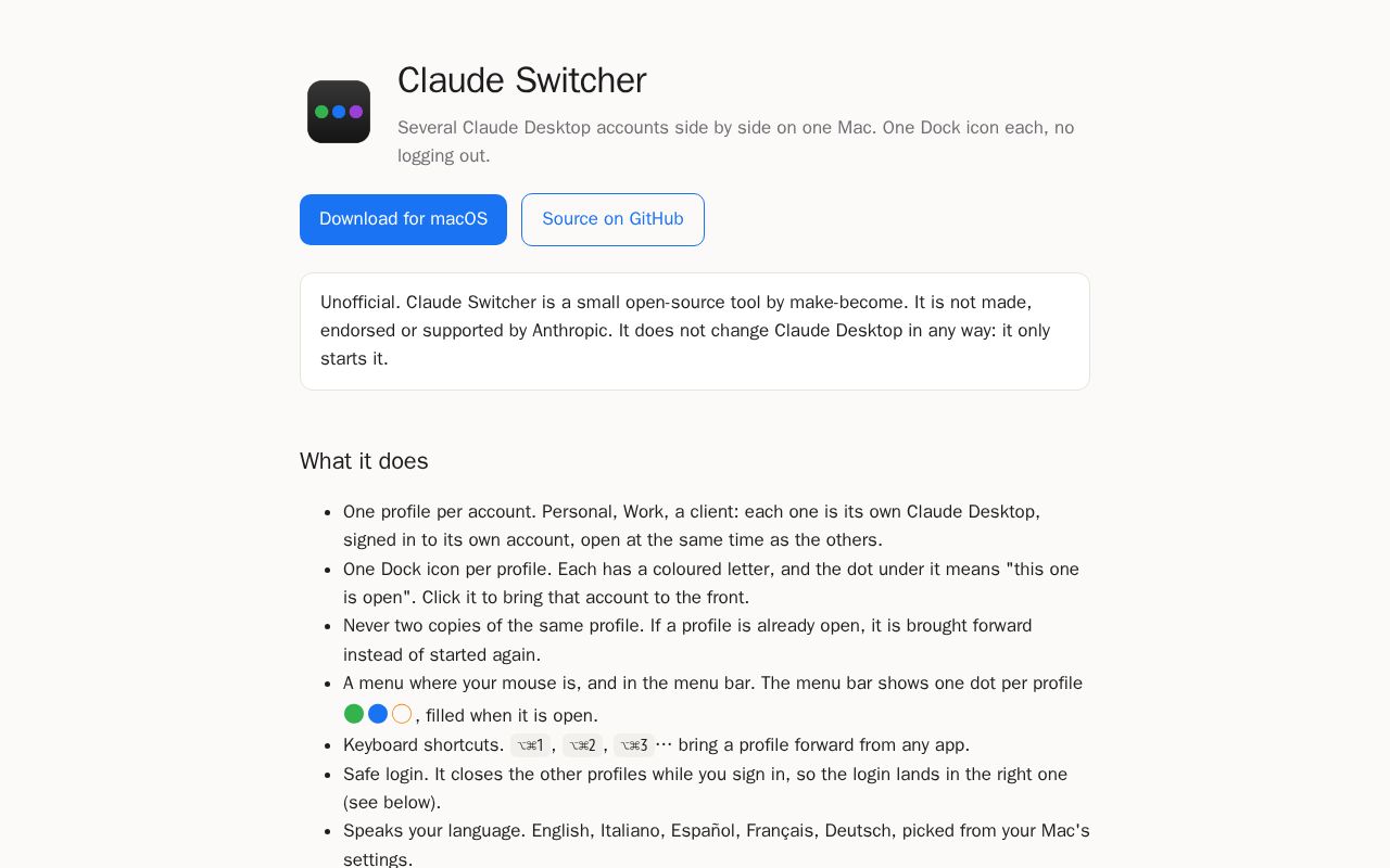 Preview of Claude Switcher