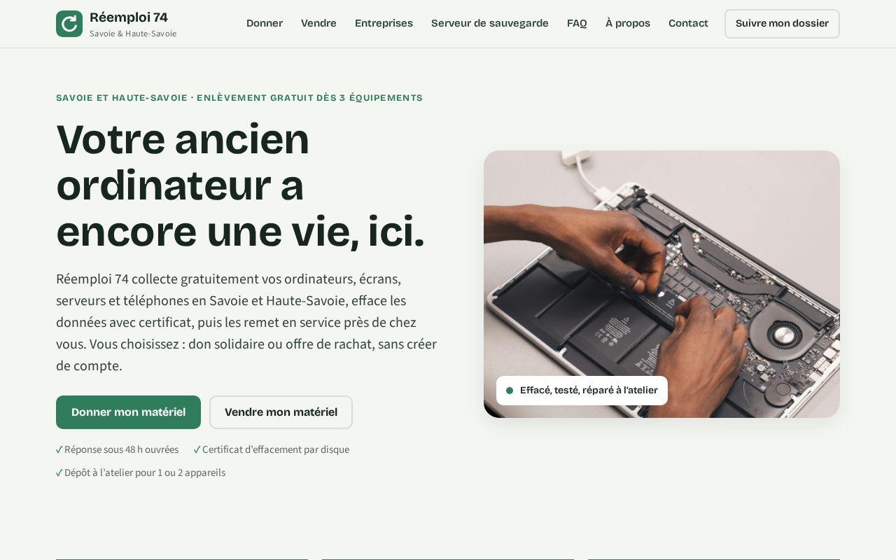 Preview of Reemploi74 Site