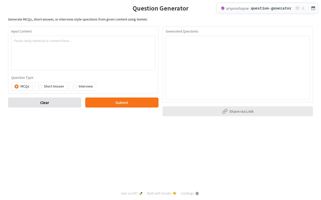 Preview of Question Generator